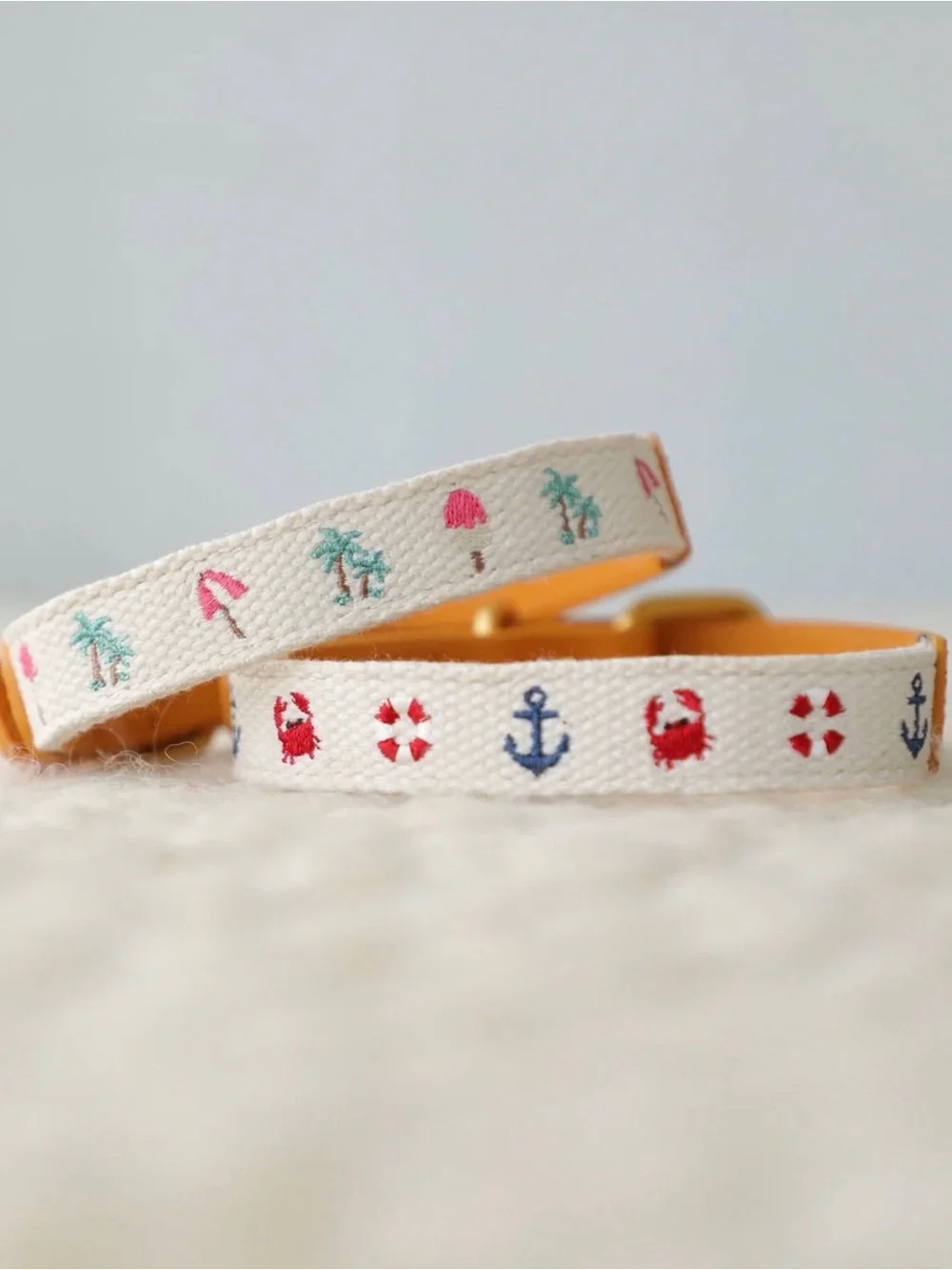 Furb endless summer and seas the day embroidered dog collars